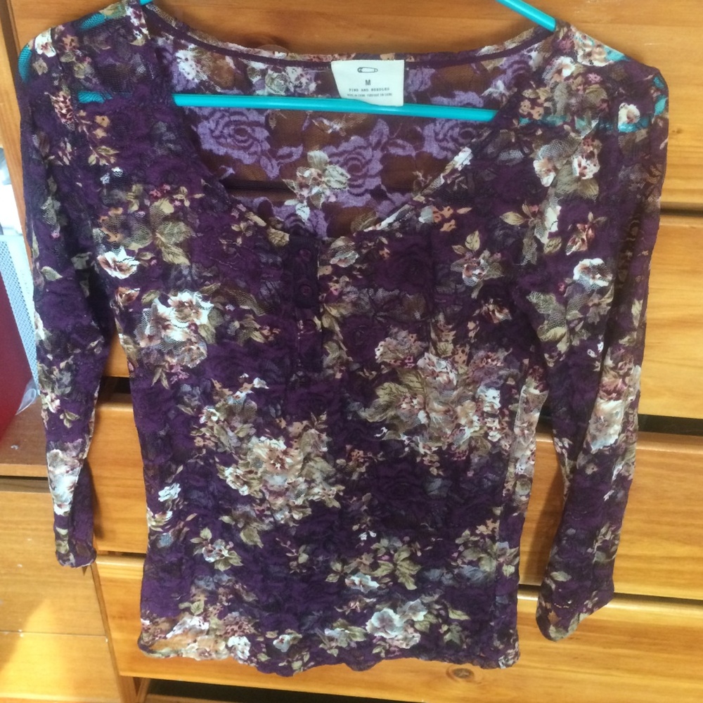 Purple floral lace top